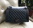 2017 Chanel Le Boy Flap Shoulder Bag Black Original Caviar Leather A67086