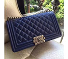 2017 Chanel Le Boy Flap Shoulder Bag Blue Original Lambskin Leather A67086