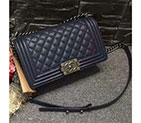 2017 Chanel Le Boy Flap Shoulder Bag Royalblue Original Caviar Leather A67086