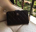 2017 Chanel Matelasse Bi-Fold Wallet Black Original Caviar A48667 Silver