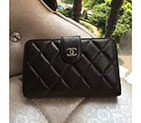 2017 Chanel Matelasse Bi-Fold Wallet Black Original Sheepskin A48667 Silver