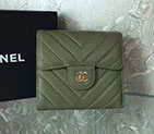2017 Chanel Matelasse Tri-Fold Wallet Original Caviar Leather A84029 Olive Green in Gold Hardware