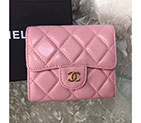2017 Chanel Matelasse Tri-Fold Wallet Original Sheepskin Leather A82288 Pink in Gold Hardware