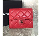 2017 Chanel Matelasse Tri-Fold Wallet Original Sheepskin Leather A82288 Red in Silver Hardware