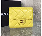 2017 Chanel Matelasse Tri-Fold Wallet Original Sheepskin Leather A82288 Yellow in Gold Hardware