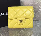 2017 Chanel Matelasse Tri-Fold Wallet Original Sheepskin Leather A82288 Yellow in Silver Hardware