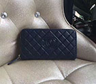 2017 Chanel Matelasse Zip Around Wallet Blue Original Caviar leather A80695 Silver A80695