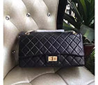 2017 Chanel Original Black Glazed Crackled Leather Classic Flap Bag A227 Gold A227