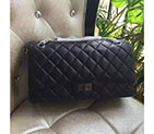 2017 Chanel Original Black Glazed Crackled Leather Classic Flap Bag A227 Silver A227