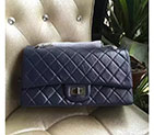 2017 Chanel Original Blue Glazed Crackled Leather Classic Flap Bag A227 Silver A227