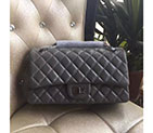 2017 Chanel Original Grey Glazed Crackled Leather Classic Flap Bag A227 Silver A227