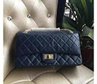 2017 Chanel Original Royalblue Glazed Crackled Leather Classic Flap Bag A227 Silver A227