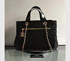 2017 Chanel Shoulder Tote Bag Original Iridescent Leather and denim A98150 Black A98150