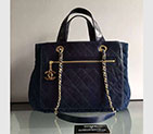 2017 Chanel Shoulder Tote Bag Original Iridescent Leather and denim A98150 Blue A98150