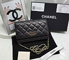 2017 Chanel WOC A32257 Black Original Sheepskin Leather Mini Flap Bag Gold A32257