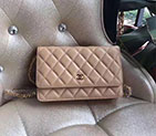 2017 Chanel WOC A33814 Apricot Original Lambskin Leather Mini Flap Bag Gold A33814