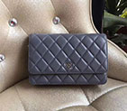 2017 Chanel WOC A33814 Grey Original Lambskin Leather Mini Flap Bag Silver A33814