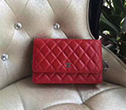 2017 Chanel WOC A33814 Red Original Lambskin Leather Mini Flap Bag Silver A33814