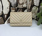 2017 Chanel WOC A33815 Apricot Original Sheepskin Leather Flap Shoulder Bags Gold A33815