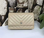 2017 Chanel WOC A33815 Apricot Original Sheepskin Leather Flap Shoulder Bags Silver A33815