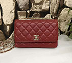 2017 Chanel WOC A80982 Red Original Sheepskin Leather Mini Flap Bag Gold A80982
