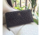 2017 Chanel Zip Around Wallet Black Original Sheepskin leather A50085 Silver hardware A50085
