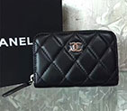 2017 Chanel Zip card package change clip Original Sheepskin Leather A69271 Black Silver