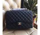 2017 Classic Chanel Maxi Double Flaps Bag A58601 Blue Original Caviar Leather Silver A58601