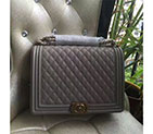 2017 Le Boy Chanel Flap Shoulder Bag Original Calfskin Leather A67087 Grey in Bronze A67087