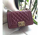 2017 Le Boy Chanel Flap Shoulder Bag Original Caviar Leather A67085 Claret A67085