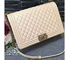 2017 Le Boy Chanel Flap Shoulder Bag Original Caviar Leather A67087 Apricot A67087