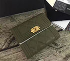 2017 Le Boy Chanel Matelasse Tri-Fold Wallet Original Calfskin Leather A92115 Olive Green