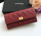 2018 Boy Chanel Embroidery Bi-Fold Wallet Original Caviar Leather