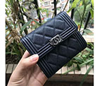 2018 Boy Chanel Matelasse Tri-Fold Wallet Original Calfskin Leather