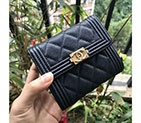 2018 Boy Chanel Matelasse Tri-Fold Wallet Original Calfskin Leather