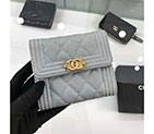 2018 Le Boy Chanel Matelasse Tri-Fold Wallet Original Calfskin Leather A92115