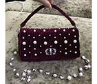 2018 MiuMiu Chain Tote Bag with Pearl diamond 5BD417