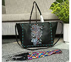 2018 Valentino Garavani Guitar Rockstud Rolling Double reversible tote in calfskin 0975