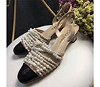 2018 chanle women shoes in Lambskin leather with pearl Heel 5cm CHW1727