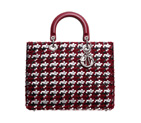 Black and Rouge Fonce plaited leather tweed Lady Dior bag M0560PTPG M911