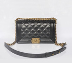Boy Chanel Flap Shoulder Bag Bright Leather A67086 Black