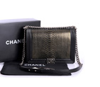 Boy Chanel Flap Shoulder Bag Genuine Snake Leather A37005 Bronze A37005
