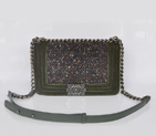 Boy Chanel Flap Shoulder Bag Nubuck & Denim A67064 Green A67064