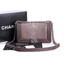 Boy Chanel Flap Shoulder Bag Original Pearl Leather A37003 Brown A37003