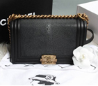 Boy Chanel Flap Shoulder Bag Original Pearl Leather A67086 Black