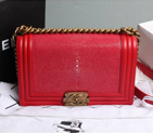 Boy Chanel Flap Shoulder Bag Original Pearl Leather A67086 Red