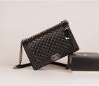 Boy Chanel Flap Shoulder Bag Original Sheepskin A67087 Black in Silver A67087
