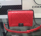 Boy Chanel Flap Shoulder Bag Sheepskin Leather A67086 Red
