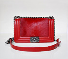 Boy Chanel Flap Shoulder Bag Sheepskin Leather with Horsehair A67759 Burgundy A67759