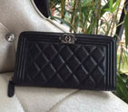 Boy Chanel Matelasse Original Caviar leather Zippy Wallet A80288 Black
